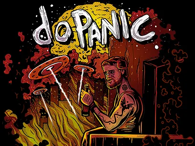 doPanic Craft Beer label illustration adobephotoshop attack beer beer art characterdesign craftbeer illustration ipadrpo label panic procreate ufo wacom