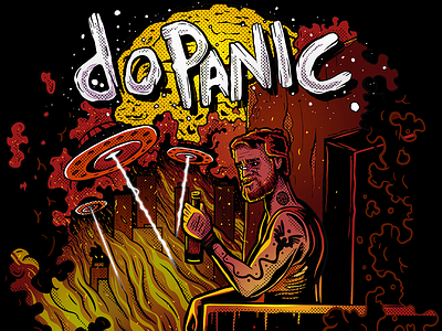 doPanic Craft Beer label illustration adobephotoshop attack beer beer art characterdesign craftbeer illustration ipadrpo label panic procreate ufo wacom