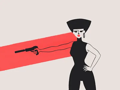 Mind Your Business 2d art assassin black bounty character clear digitalart fatality gun hitman hunter illustration ink killer minimalist procreate red style woman
