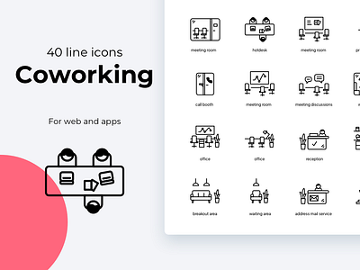 Coworking space icons booth co working co working coworking coworking space events furnished office happy hour host hotdesk icon icons interview meeting meeting room networking office pantry private desk startup