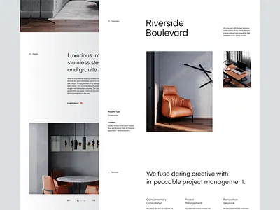 Riverside Boulevard black grid layout minimal web white