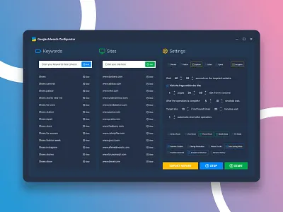 Google Adwords Configurator analitycs dark ui dashboad interface ui ux web website
