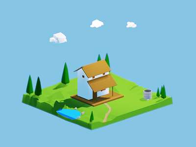 Typical Nepalese style house 3d 3d art 3dmodeling b3d blender digital 3d lowpoly render