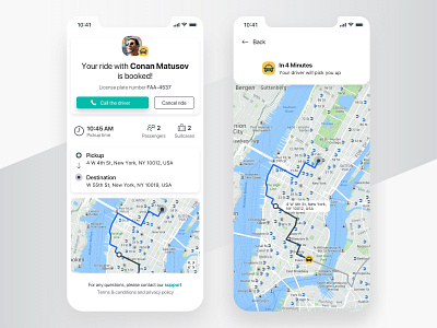 Taxi App Design - Your Ride Is Booked! app design flat icon navigation taxi app ui ux