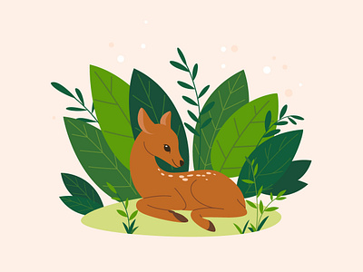 Little fawn animal animal character caribou deer design fawn flat design foliage illustration reindeer stag vector