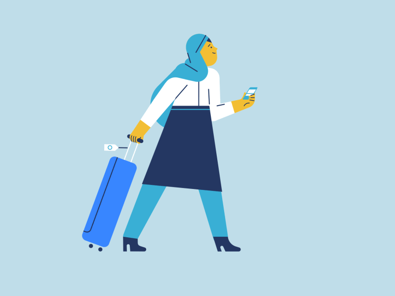 Travel 2d after effects animated animation character facebook illustration loop luggage motion motion graphics travel walkcycle