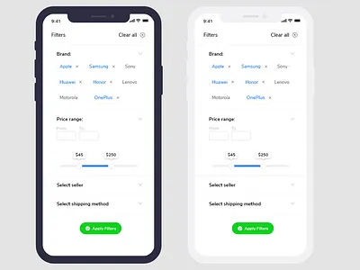 Products Filter UI Concept app design flat illustration ui