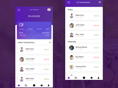 Transaction App concept adobe xd uiux