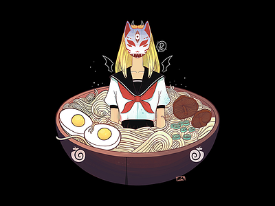 School Girl Ramen anime apple pencil artwork digital art drawing illustration ipad ipad art manga ramen ramen noodles strange strange art tshirt design