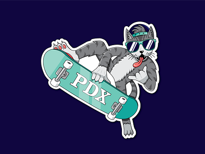 Skater Cat Stickers branding cat drawing icon illustration oregon portland skateboard skater stickers vector