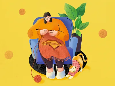 HIDDEN HAND cat design illustration web woman