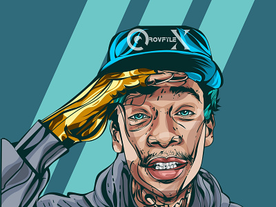 Wiz Khalifa In Vector Portrait art bighead caricature cartoon cool design face full color gold hardstyle illustration line art opencomissions portrait rap vector vector art wiz khalifa