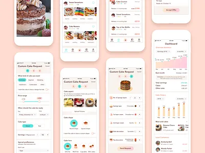 Cake App - UI (2/2) (2018) app bakery birthday cake business cake custom customer design dessert iphone mobile order ui user experience ux wedding cake