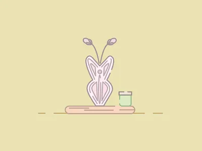 Butterfly Vases, Green Tea Candles and Tree Ring Slabs butterfly candle design drawing flowers graphic design illo illustration illustrator vase