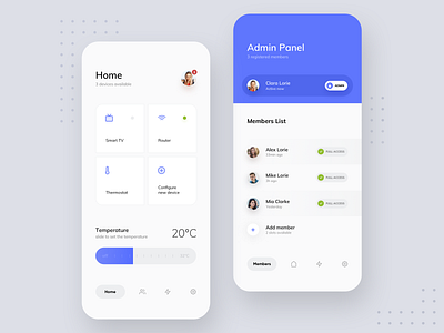 Smarthome app application blue blur clean colors design digital gradient graphic home minimal mobile round smart ui ux uxpin vector white