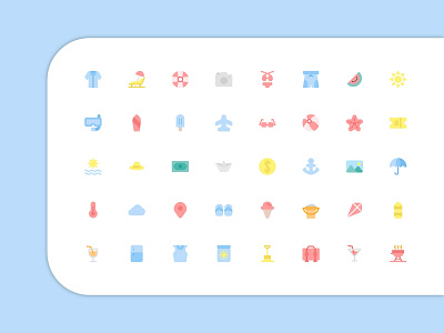 Summer Icon (Flat Style) beach design graphic icon icon a day icon app icon bundle icon set icon sets landing page modern sea summer ui uiuxdesign user interface user interface experience vector web