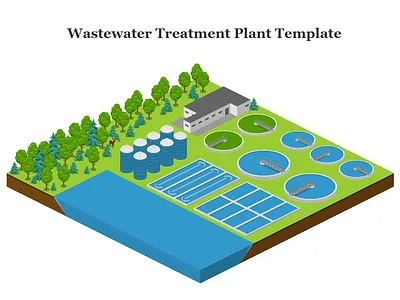 Wastewater Tretment Plant Template 2.5d free illustration isometric template vector