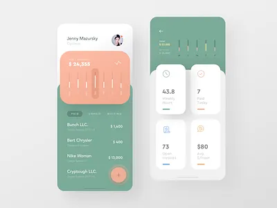Invoice Machine / Debut π dashboard finance fintech flat invoice ios list pastel simple. ui ux