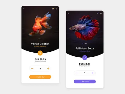 Aquarium Fish Store colorful app dailyui fish mobile app design screens store app ui design