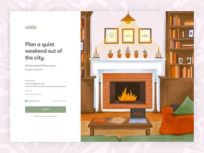 Web Login Screen With Illustration chill design flat illustration interface living room livingroom logo netflix netflix and chill typography ui ux web