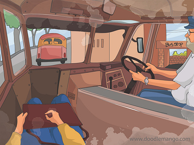 Creative bus illustration animation animation 2d beauty bus bus illustration bus stop creative art creative illustration digital art drawing illustration vector drawing vector graphic