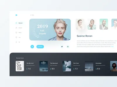 Discover Page clean design film interactive layout minimal modern typography ui web