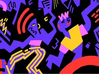 Crazydance art city crazy dance funky gestalt graphic happy illustration music night party