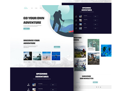 Adventure Tour Website - Landing Page adobe blue branding clean creative design designer dribbble dribbble best shot illustration inspiration invite landing page landingpage minimal mobile app portfolio simple design ui design web design