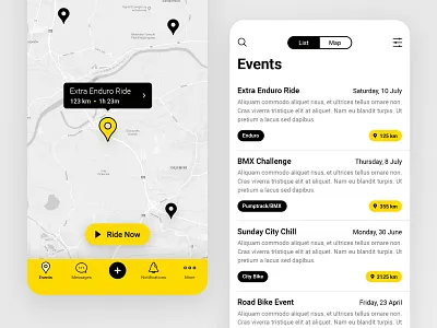 Ridemaker App app bike event illustration ios map mobile ride ui