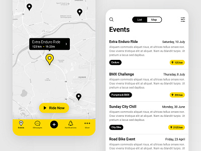 Ridemaker App app bike event illustration ios map mobile ride ui