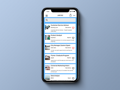 Daily UI 050, Job Listing 100 day challenge 100 day ui challenge barcelona dailyui dailyui050 design diseño job job listing like madrid sketch app spain ui ui ux uidesign uipractice unsplash
