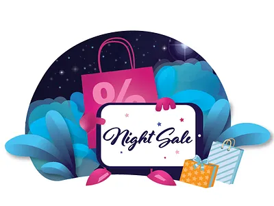 Night Sale app design flat illustration night night sale sale shopping ui ux vector