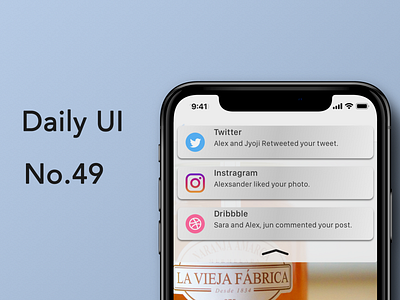 Daily UI 049, Notification. 100 day challenge 100 day ui challenge dailyui dailyui049 design diseño dribbble instagram notification simple sketch app twitter ui ui ux uidesign uipractice