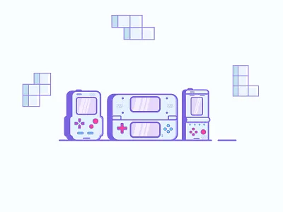 Game Boy 2d flat game boy games illustration illustrator purple tetris