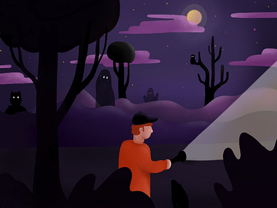 Spooky character ghosts haunted illustration night procreate sketch sky