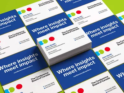 Conference Board Business Cards blue bold branding bright busines card business card circle contact card design fun green insight logo pattern red team