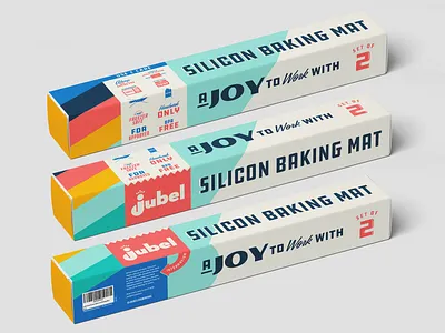 Jubel Cookware Silicon Baking Mat Packaging baking branding cooking design illustration logo matt thompson packaging retro retrodesign type typography