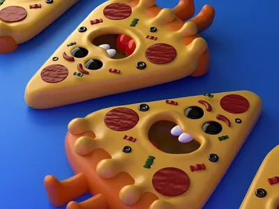 Pizza 3d arte 3d c4d charachter design character creation cinema 4d diseño illustration kawaii render