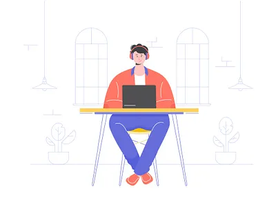 Laptop Guy character illustration office