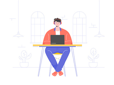 Laptop Guy character illustration office