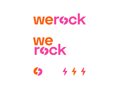 weRock Studio [Responsive Logo Design] bold brand brand agency branding bright innovative kerning logo logo design orange pink responsive rock studio thunder type typographic vector visual identity werock