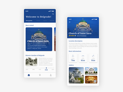 Belgrade App adobe app app design blue clean creative design figma mobile mobile app ux ui white xd