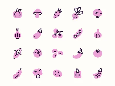 Vegetable Icons cute doodle flat food hand drawn icons illustration simple stickers vector vegetables