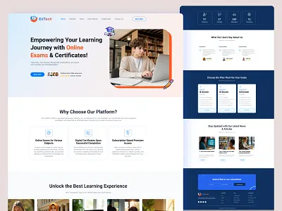 EdTech - E-Learning Platform Landing Page Design app designinspiration dribbble educationtech elearning figma figma ui graphic design landingpage minimaldesign onlinecourses rakib rakib ui responsivedesign ui ui design uiux uxdesign uxui webdesign