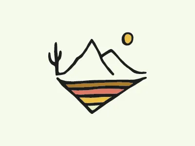 Desert Landscape Sketchbook Piece cactus desert icon illustration landscape mountains