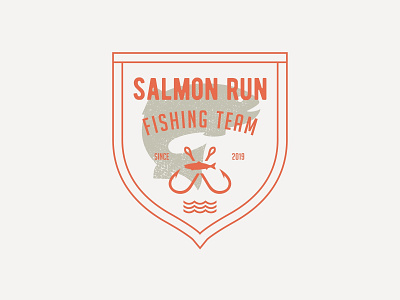 Salmon Logo badge brand identity branding fish fishing flounder geometric label logo logodesign orange poke restaurant salmon sardine tuna vintage