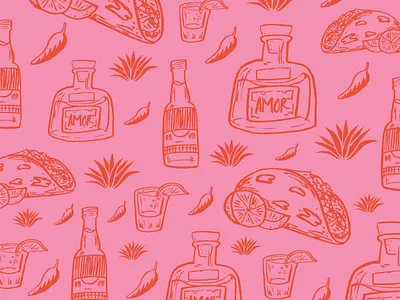 Tacos, Tequila, y Cerveza agave beer craft illustration pattern shots succulent taco tacos tequila
