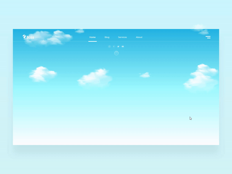 Bliss Webpage Concept animation blog clean design flat gallery gif icon illustration interaction design landing page logo travel uxui web design webpage website