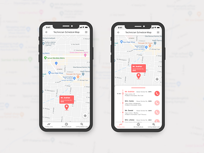 Map for Technician Schedule app appdesign dailyui design ui uidesigner ux web