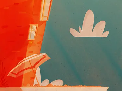 36 Days of Type | L 36days l 36daysoftype architecture beach illustration retro umbrella